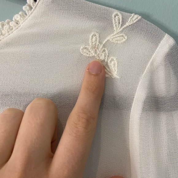 Zara White Peasant Blouse with Embroidery, S - Picture 3 of 10